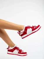 Kamella fehér és piros női sport cipő ökológiai bőrből