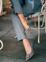 Elsabeth kék női magassarkú cipő textil anyagból