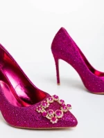 Xanthia fukszia női magassarkú cipő textil anyagból