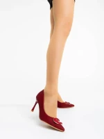 Tacey gránátszínű női magassarkú cipő textil anyagból