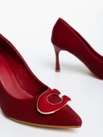 Tacey gránátszínű női magassarkú cipő textil anyagból