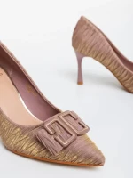 Elsabeth rózsaszín női magassarkú cipő textil anyagból