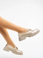 Jakki aranyszínű női félcipő ökológiai bőrből