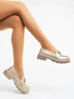 Jakki aranyszínű női félcipő ökológiai bőrből