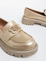 Jakki aranyszínű női félcipő ökológiai bőrből