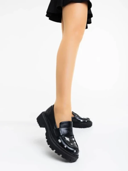 Meridel fekete női félcipő ökológiai bőrből