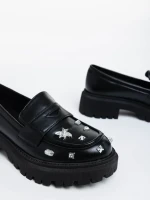 Meridel fekete női félcipő ökológiai bőrből