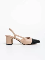 Verna bézs női magassarkú cipő ökológiai bőrből
