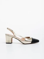 Verna aranyszínű női magassarkú cipő ökológiai bőrből