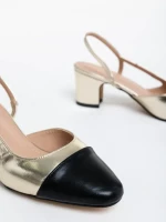 Verna aranyszínű női magassarkú cipő ökológiai bőrből