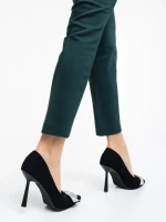 Tiphanie fekete női magassarkú cipő textil anyagból