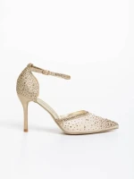 Eartha aranyszínű női magassarkú cipő textil anyagból