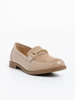 Manon khaki női félcipő lakkozott ökológiai bőrből