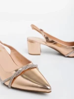 Minetta pezsgőszínű női magassarkú cipő ökológiai bőrből