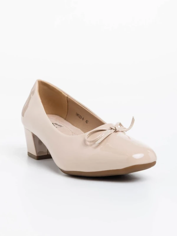 Natacha bézs női magassarkú cipő lakkozott ökológiai bőrből