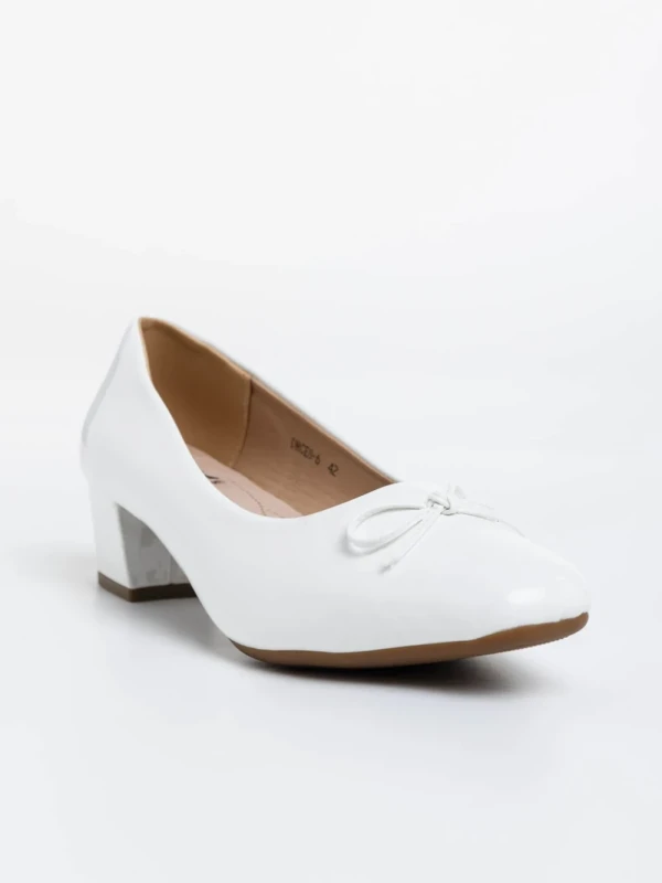 Natacha fehér női magassarkú cipő lakkozott ökológiai bőrből