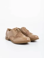 Mattea khaki női alkalmi cipő lakkozott ökológiai bőrből