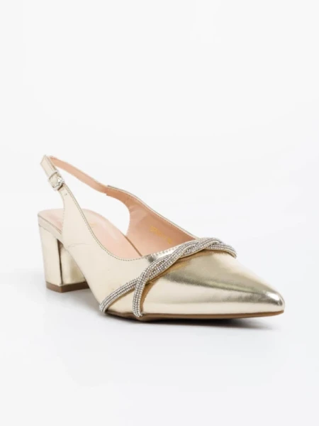 Minetta aranyszínű női magassarkú cipő ökológiai bőrből