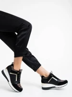 Tyrina fekete női sport cipő ökológiai bőrből