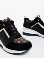 Tyrina fekete női sport cipő ökológiai bőrből