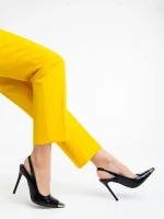 Sheyla fekete női magassarkú cipő lakkozott ökológiai bőrből