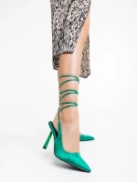 Idonea zöld női magassarkú cipő textil anyagból