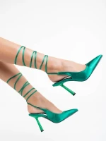 Idonea zöld női magassarkú cipő textil anyagból