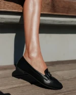 Kaylin fekete női félcipő ökológiai bőrből