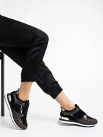 Josalind fekete női sport cipő ökológiai bőrből