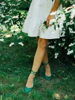 Nadetta zöld női balerina textil anyagból