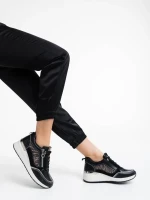 Maylin fekete női sport cipő ökológiai bőrből