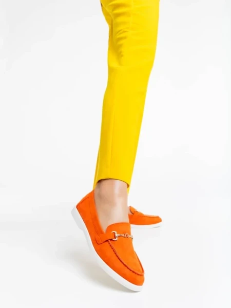 Nineve narancssárga női félcipő textil anyagból