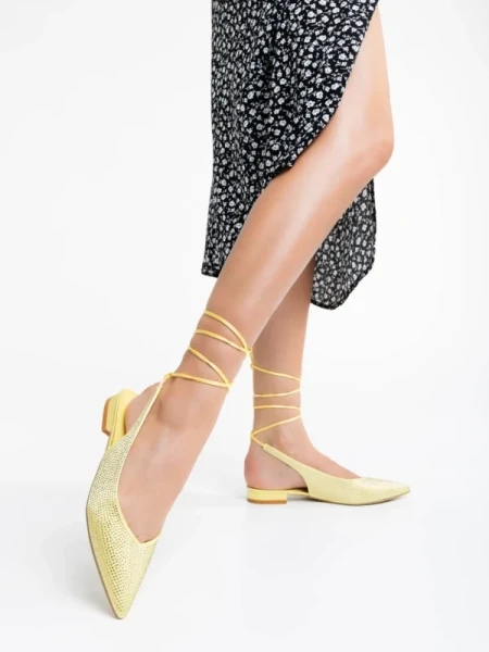 Nadetta sárga női balerina textil anyagból