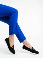 Nineve fekete női félcipő textil anyagból