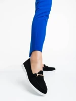 Nineve fekete női félcipő textil anyagból