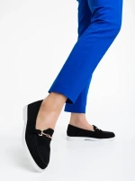 Nineve fekete női félcipő textil anyagból