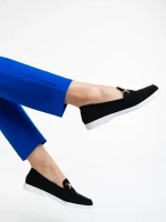 Nineve fekete női félcipő textil anyagból