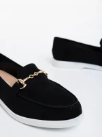 Nineve fekete női félcipő textil anyagból