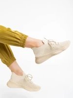 Ramila bézs női sport cipő textil anyagból