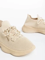 Ramila bézs női sport cipő textil anyagból