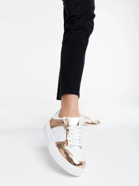 Rumeysa fehér és pezsgőszínű női sport cipő ökológiai bőrből