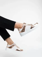 Rumeysa fehér és pezsgőszínű női sport cipő ökológiai bőrből