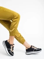 Raelin fekete női sport cipő textil anyagból és ökológiai bőrből