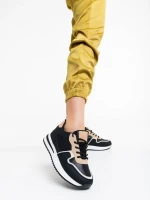 Raelin fekete női sport cipő textil anyagból és ökológiai bőrből