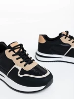 Raelin fekete női sport cipő textil anyagból és ökológiai bőrből