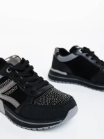 Ravenna fekete női sport cipő textil anyagból és ökológiai bőrből