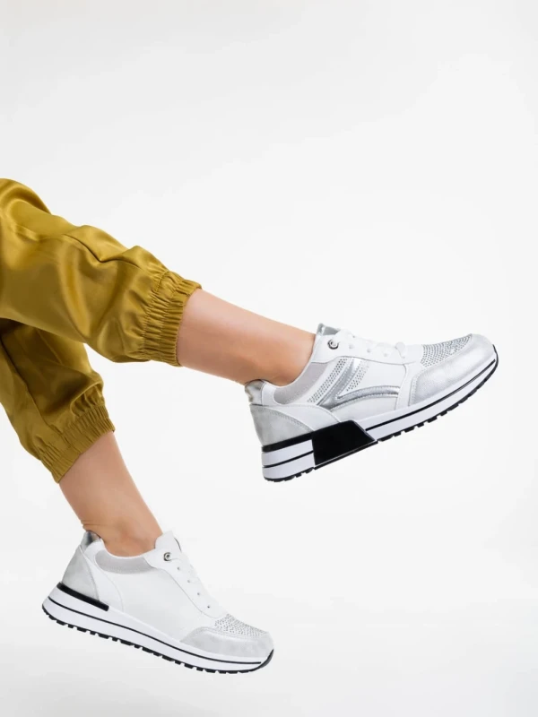 Ravenna fehér női sport cipő textil anyagból és ökológiai bőrből