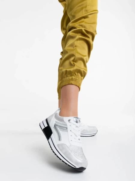 Ravenna fehér női sport cipő textil anyagból és ökológiai bőrből