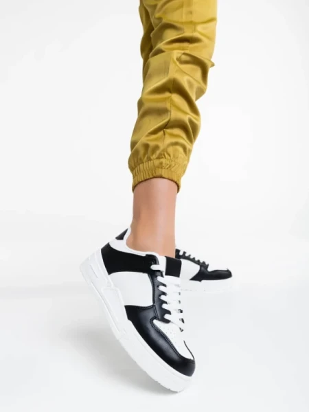 Rumeysa fekete fehér női sport cipő ökológiai bőrből