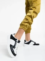 Rumeysa fekete fehér női sport cipő ökológiai bőrből